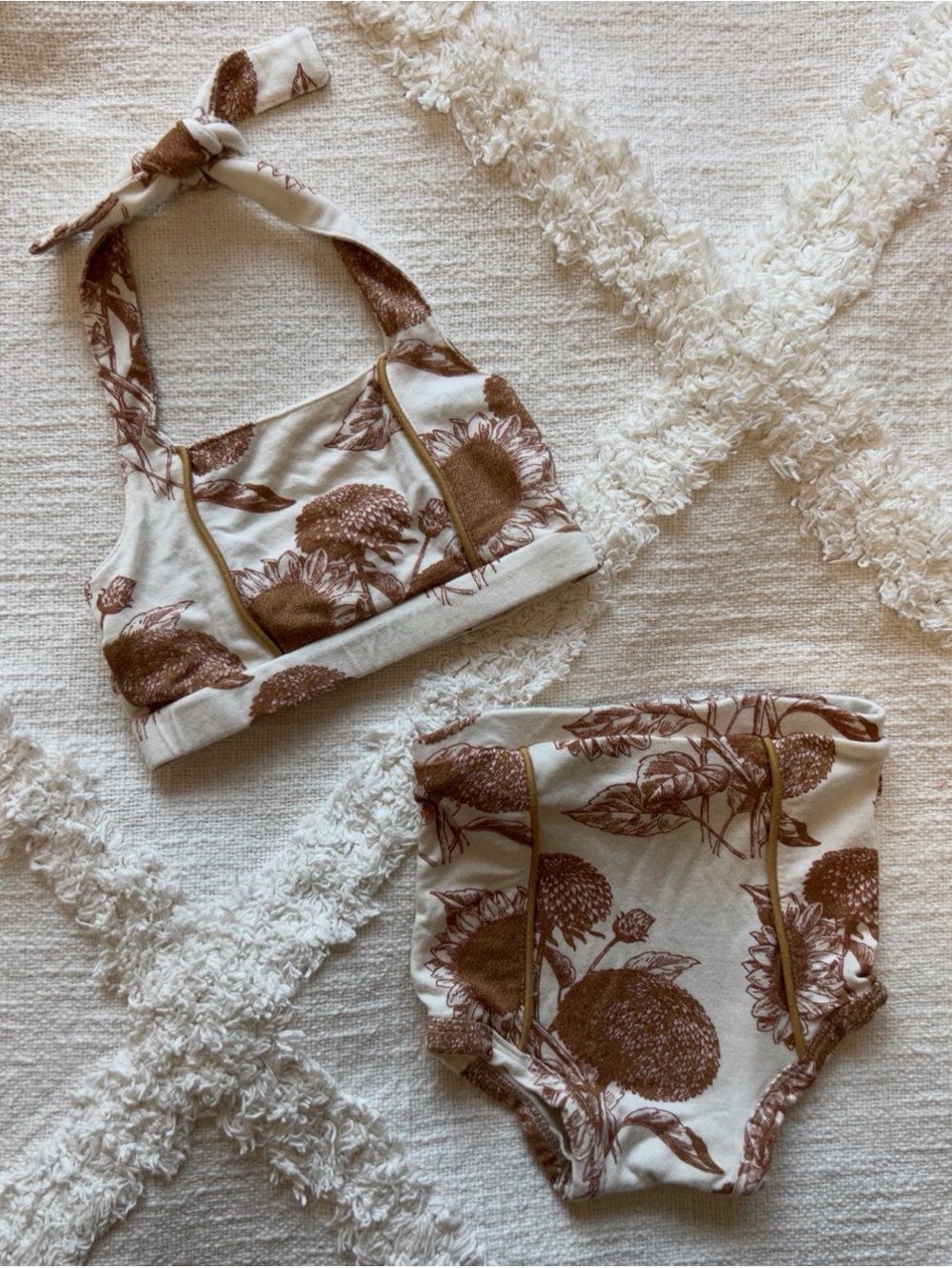Sunflower Two-Piece Set in Brown and Cream